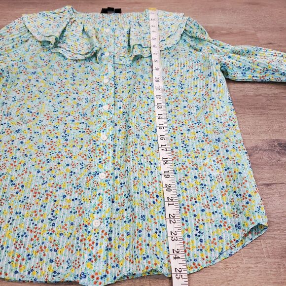 J.Crew Floral Ruffle Top Longsleeve Button Up S Cottagecore Preppy Coquette - Picture 8 of 11